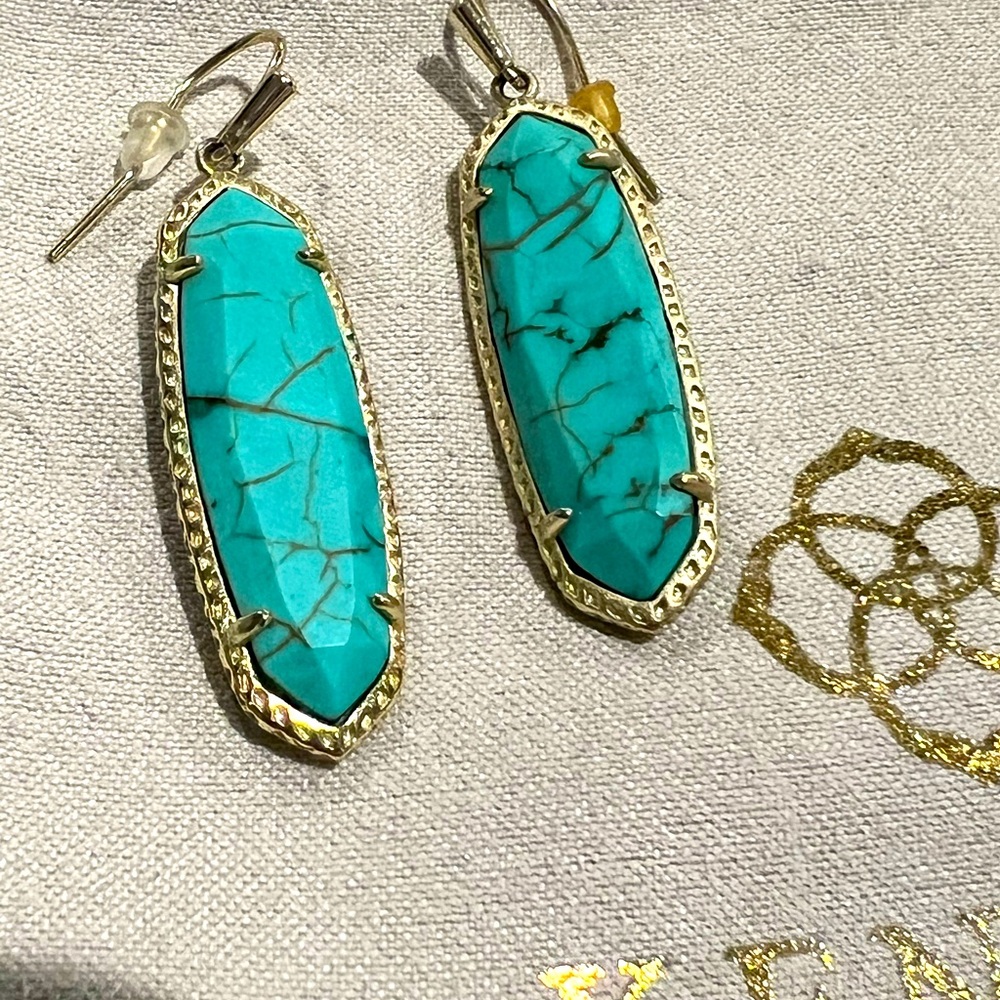 Kendra Scott Layla earrings turquoise teal magnesite gold